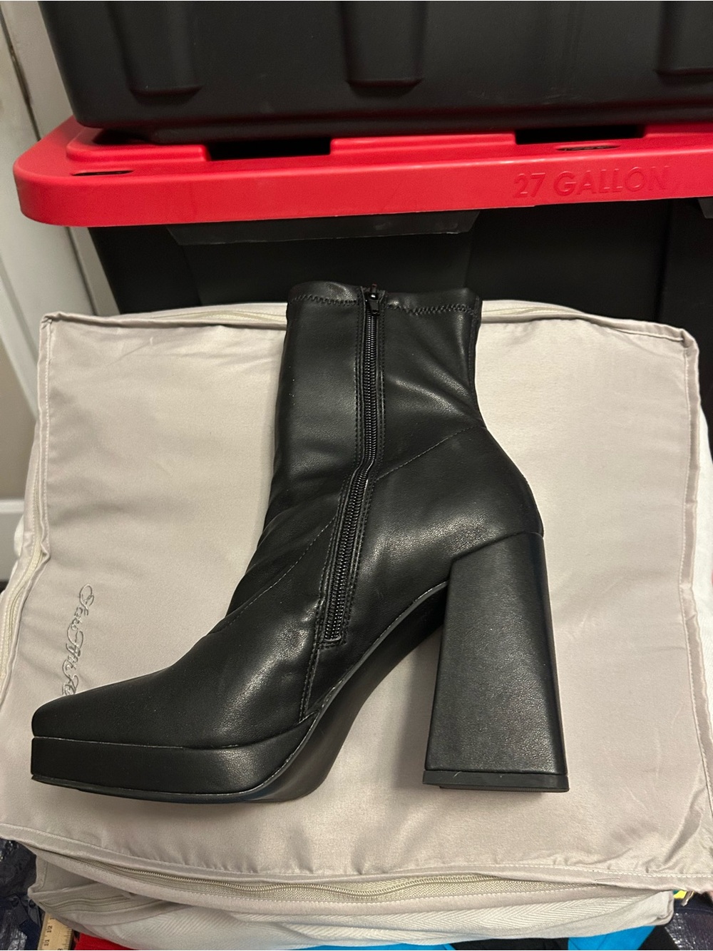Wild Pair Black Platform Block Heel Ankle Boots